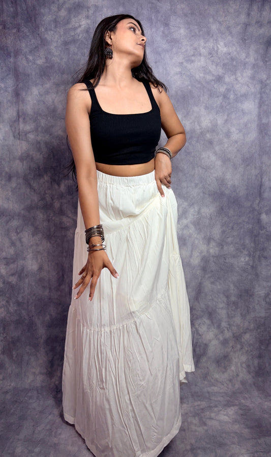 CLOUD WHISPER TIERED LONG SKIRT