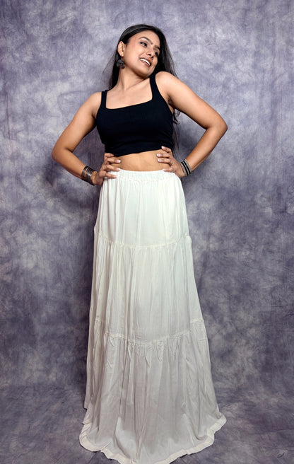 CLOUD WHISPER TIERED LONG SKIRT
