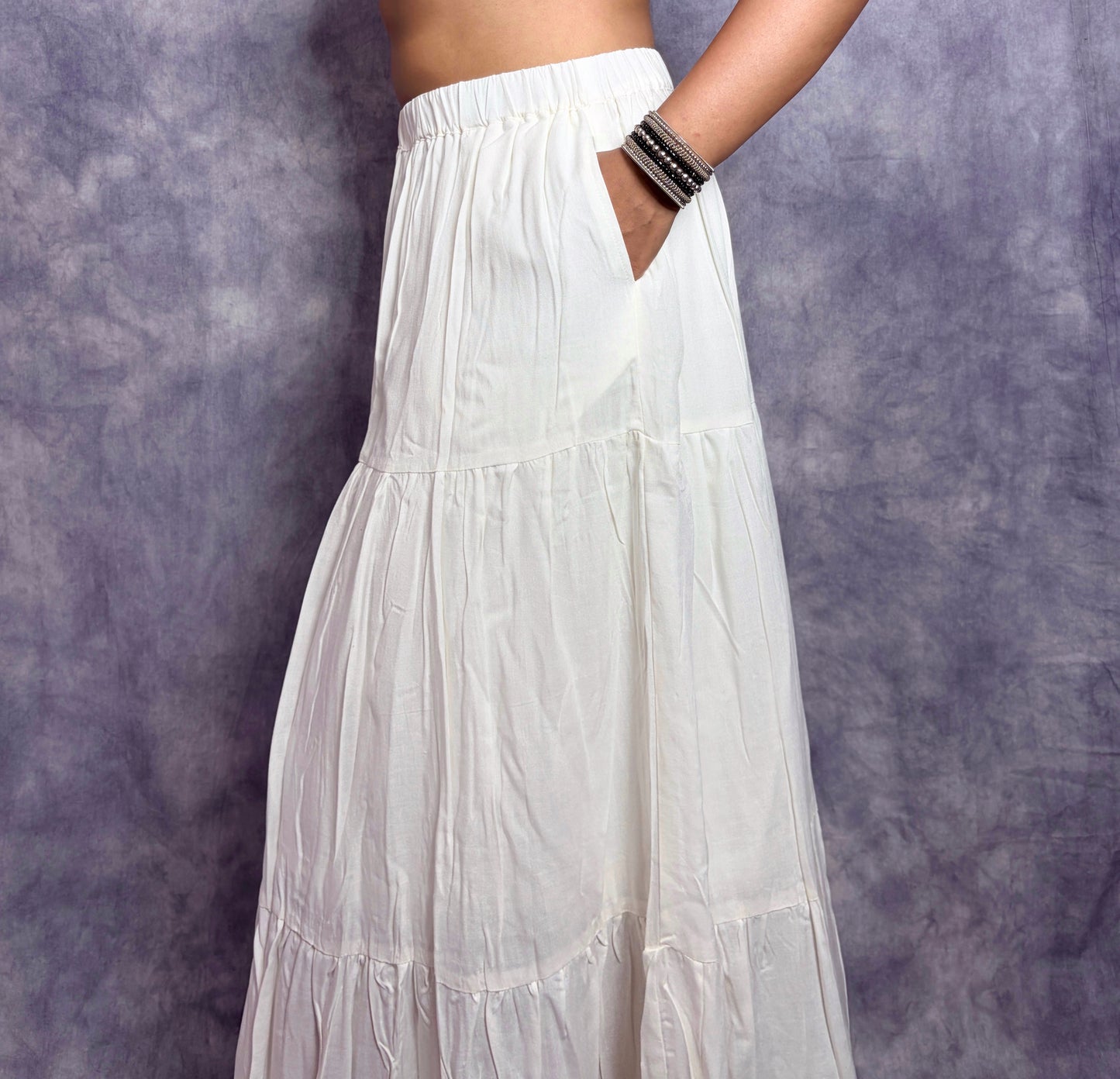 CLOUD WHISPER TIERED LONG SKIRT