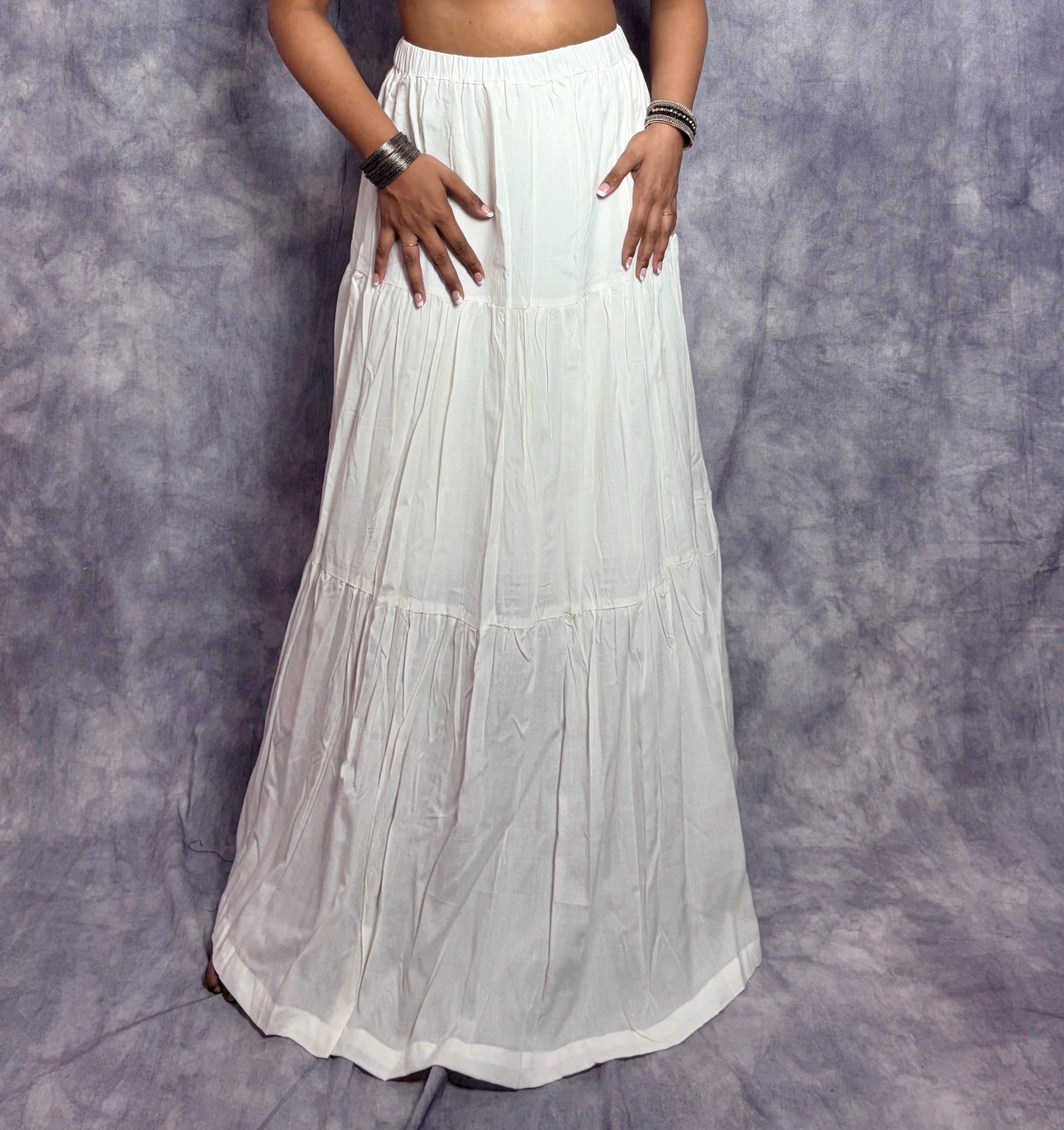 CLOUD WHISPER TIERED LONG SKIRT