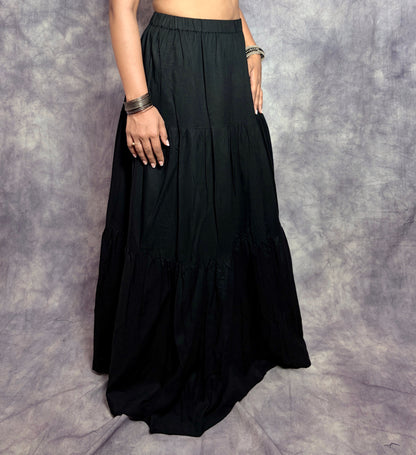 MIDNIGHT BREEZE TIERED LONG SKIRT